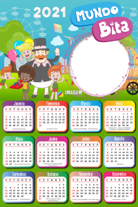 Calendário 2021 Mundo Bita PNG para Montar Fotos