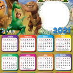 Calendário 2021 O Bom Dinossauro para Foto Colagem