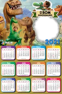 Calendário 2021 O Bom Dinossauro para Foto Colagem