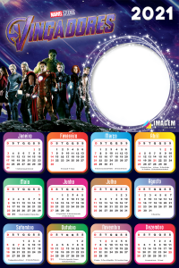 Moldura Calendário 2021 Vingadores