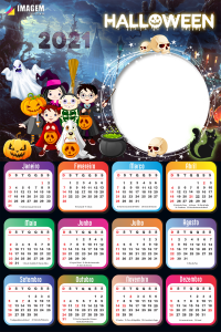 Máscara Digital Calendário 2021 de Halloween