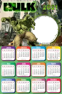 Moldura Fotos com Calendário 2021 do Hulk
