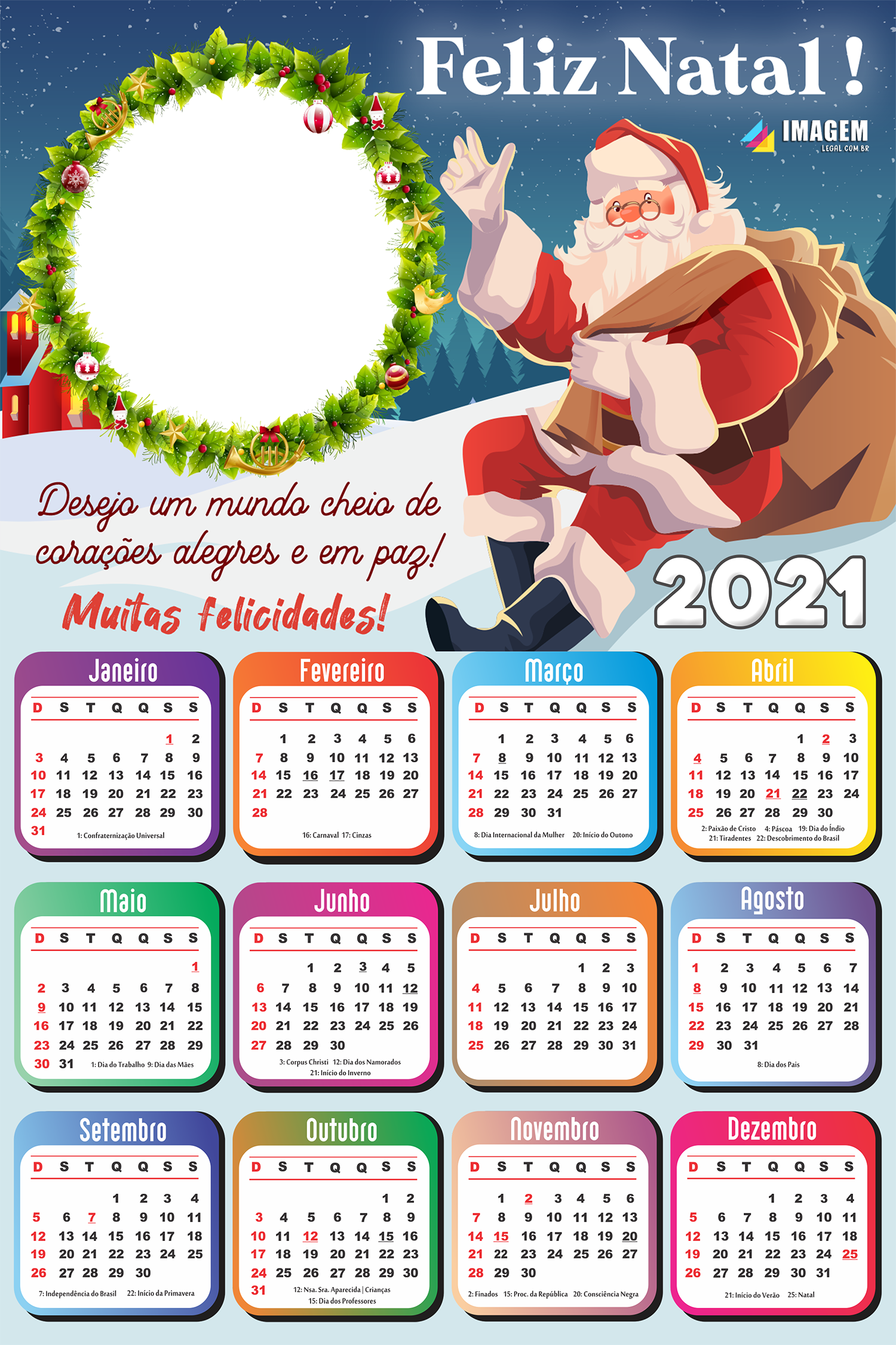 Calendário 2022 Akatsuki Moldura em PNG - Imagem Legal