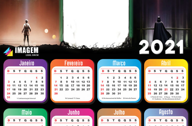 Calendário 2021 PNG Star Wars Moldura | Imagem Legal