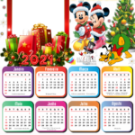 Calendário 2021 Feliz Natal Mickey e Minnie PNG | Imagem Legal
