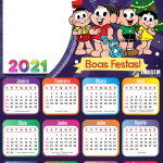 Calendário 2021 Boas Festas Turma da Mônica PNG