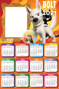 Calendário 2021 Bolt Super Cão Foto Montagem