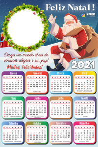 Calendário 2021 Desejo um Mundo cheio de corações PNG