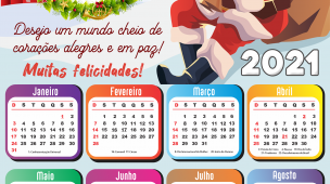 Calendário 2021 Desejo um Mundo cheio de corações PNG