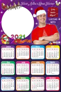 Calendário 2021 Feliz Natal Luccas Neto Moldura