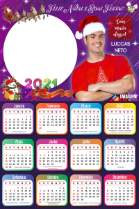 Calendário 2021 Feliz Natal Luccas Neto Moldura