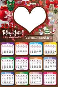 Calendário 2021 Feliz Natal para Namorados PNG