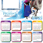 Calendário 2021 Frozen o Reino do Gelo