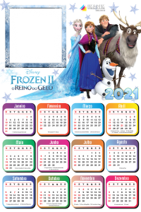 Calendário 2021 Frozen o Reino do Gelo