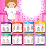 Calendário 2021 Meu Batizado Rosa para Meninas