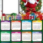 Calendário 2021 Papai Noel Negro Moldura