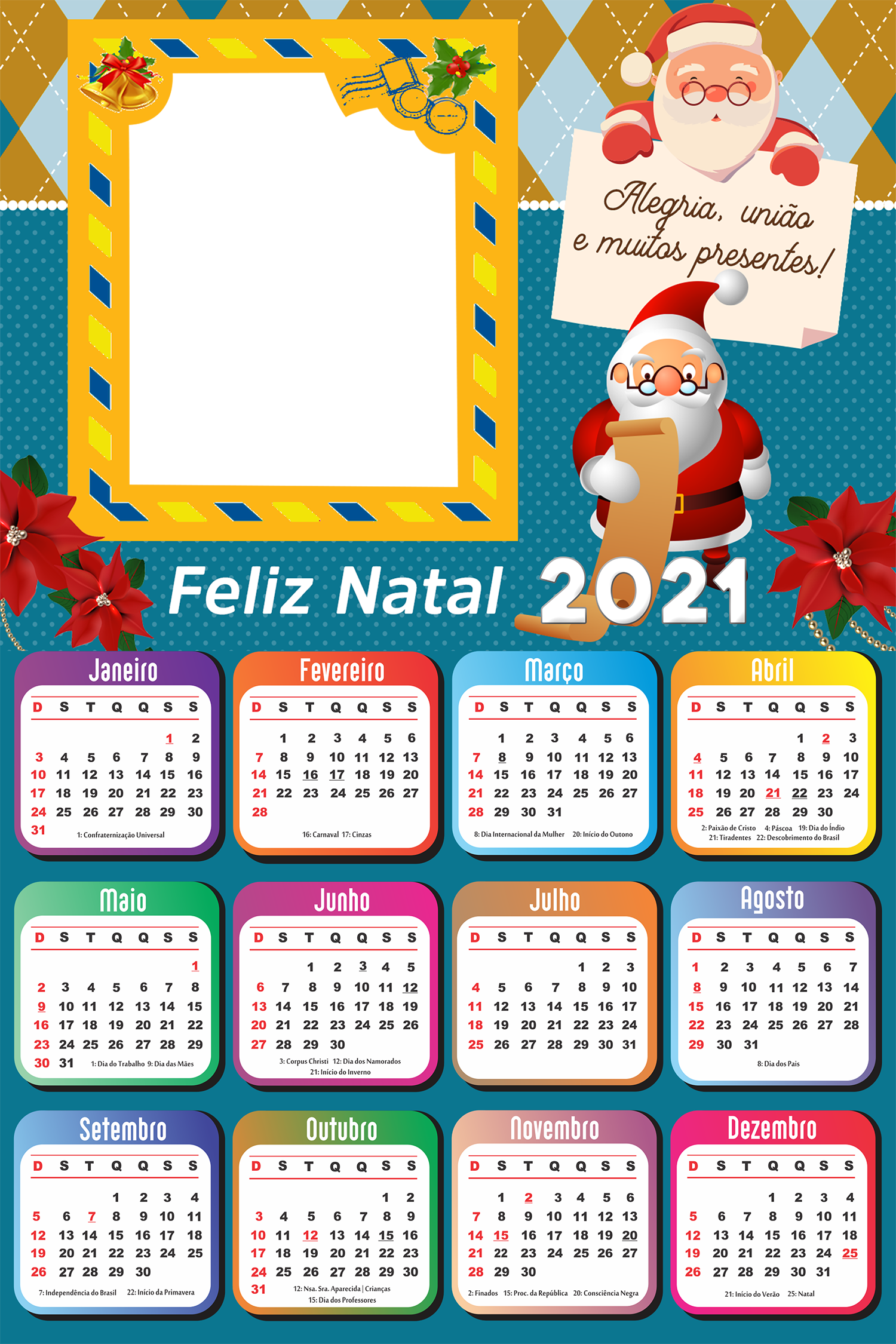 Calendário 2021 Papai Noel dos Correios PNG