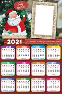 Calendário 2021 Papai Noel na Chaminé PNG