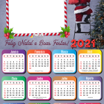 Calendário 2021 Papai Noel na Escada PNG