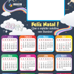 Calendário 2021 Unicórnio Feliz Natal PNG