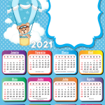 Calendário 2021 PNG do Ursinho Baloeiro