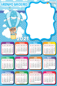 Calendário 2021 PNG do Ursinho Baloeiro