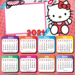 Calendário 2021 para Foto Moldura Hello Kitty