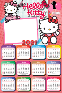 Calendário 2021 para Foto Moldura Hello Kitty