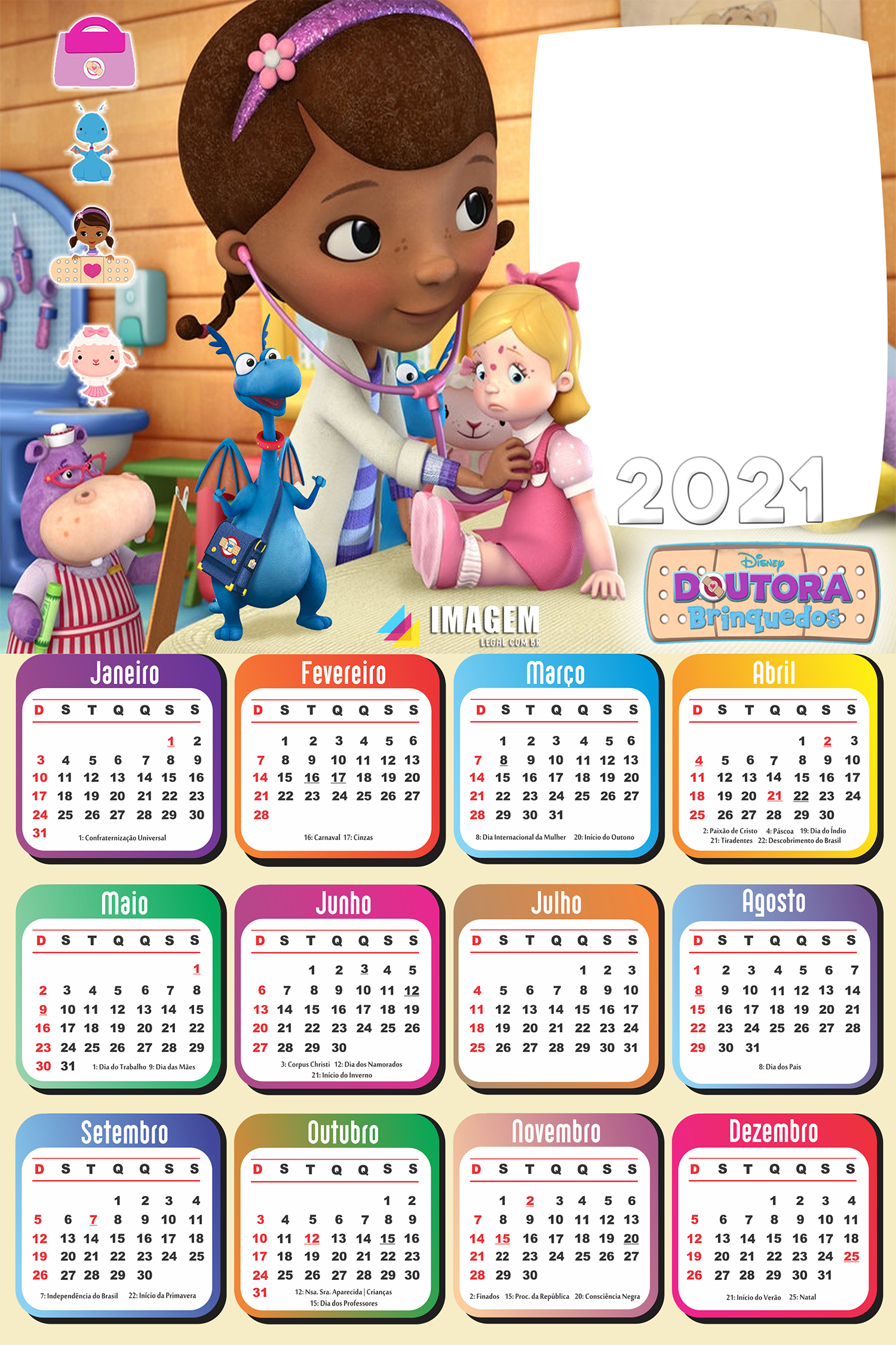 Emoldura Calendário 2021 Doutora Brinquedos