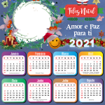 Moldura Calendário 2021 Amor e Paz para Você