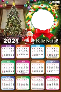 Moldura Calendário 2021 Guirlanda Natalina PNG