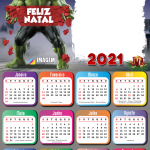 Moldura Calendário 2021 Hulk Papai Noel PNG