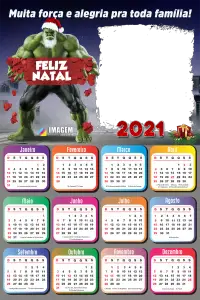 Moldura Calendário 2021 Hulk Papai Noel PNG