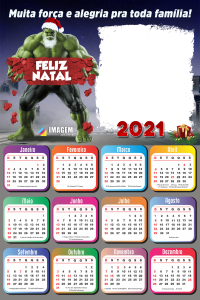 Moldura Calendário 2021 Hulk Papai Noel PNG