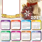 Moldura Calendário 2021 Ursinho Noel PNG