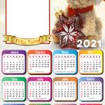 Moldura Calendário 2021 Ursinho Noel PNG