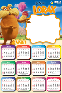 Moldura Fotos com Calendário 2021 Lorax