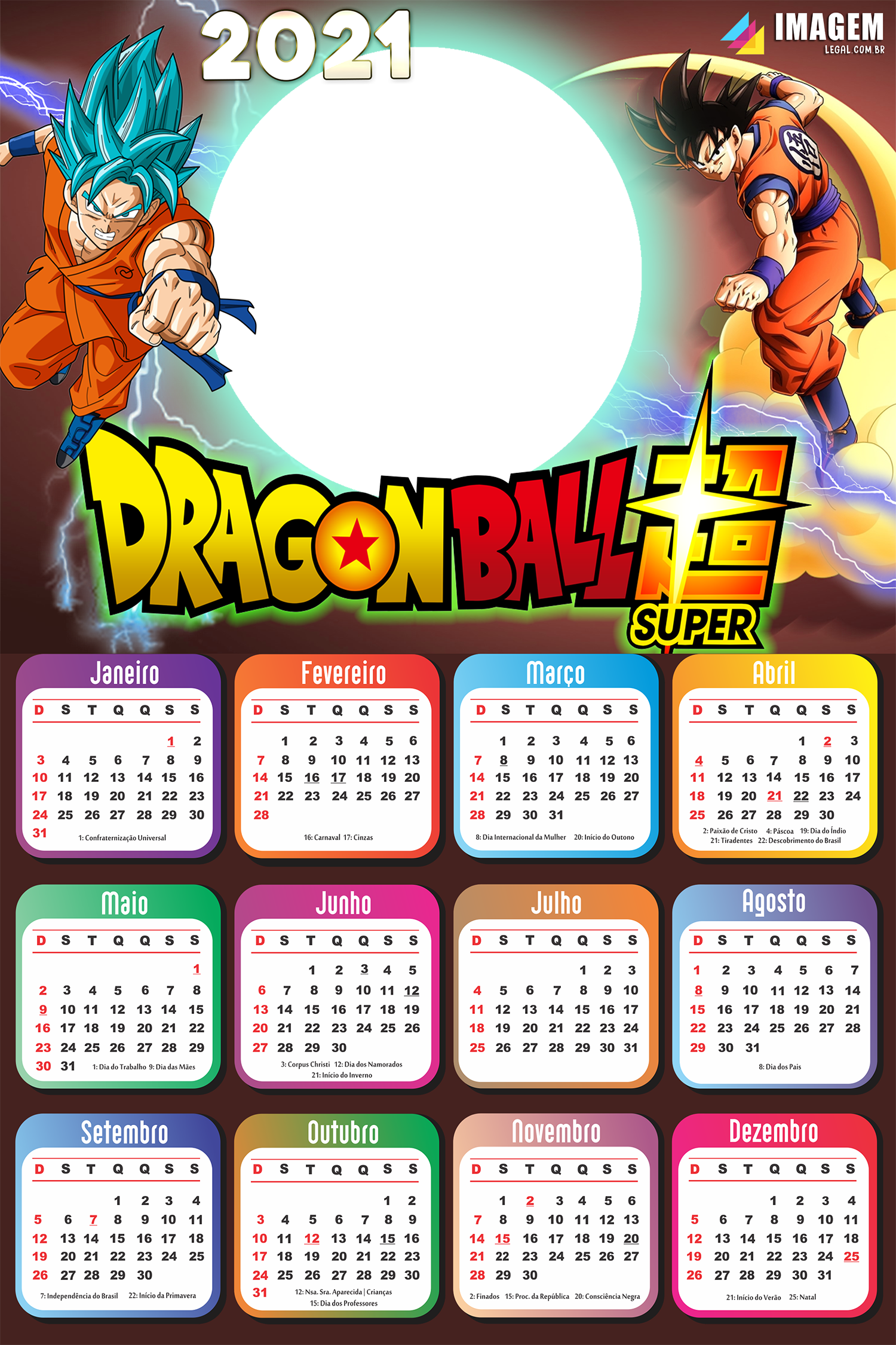 Moldura Infantil Calendário 2021 Dragon Ball Super