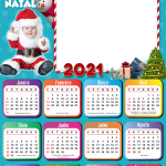 Moldura PNG Calendário 2021 Papai Noel Baby