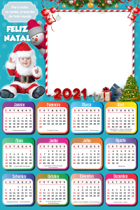 Moldura PNG Calendário 2021 Papai Noel Baby