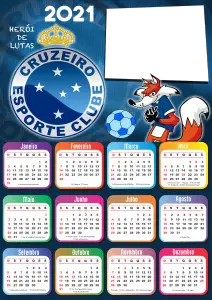 Calendário 2021 Cruzeiro Moldura PNG