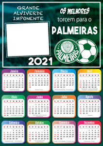 Calendário 2021 Palmeiras Moldura PNG