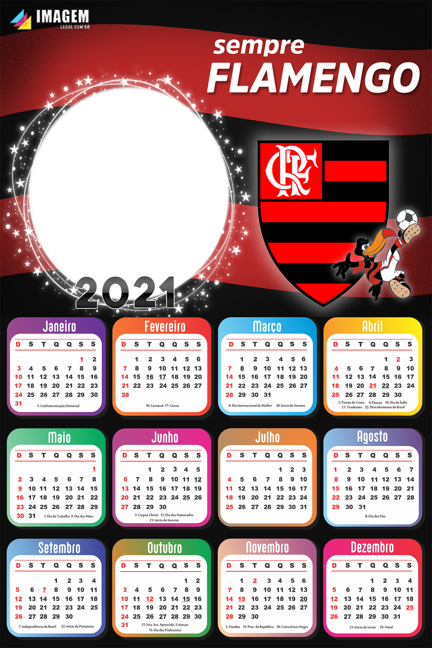 Calendário 2021 Sempre Flamengo
