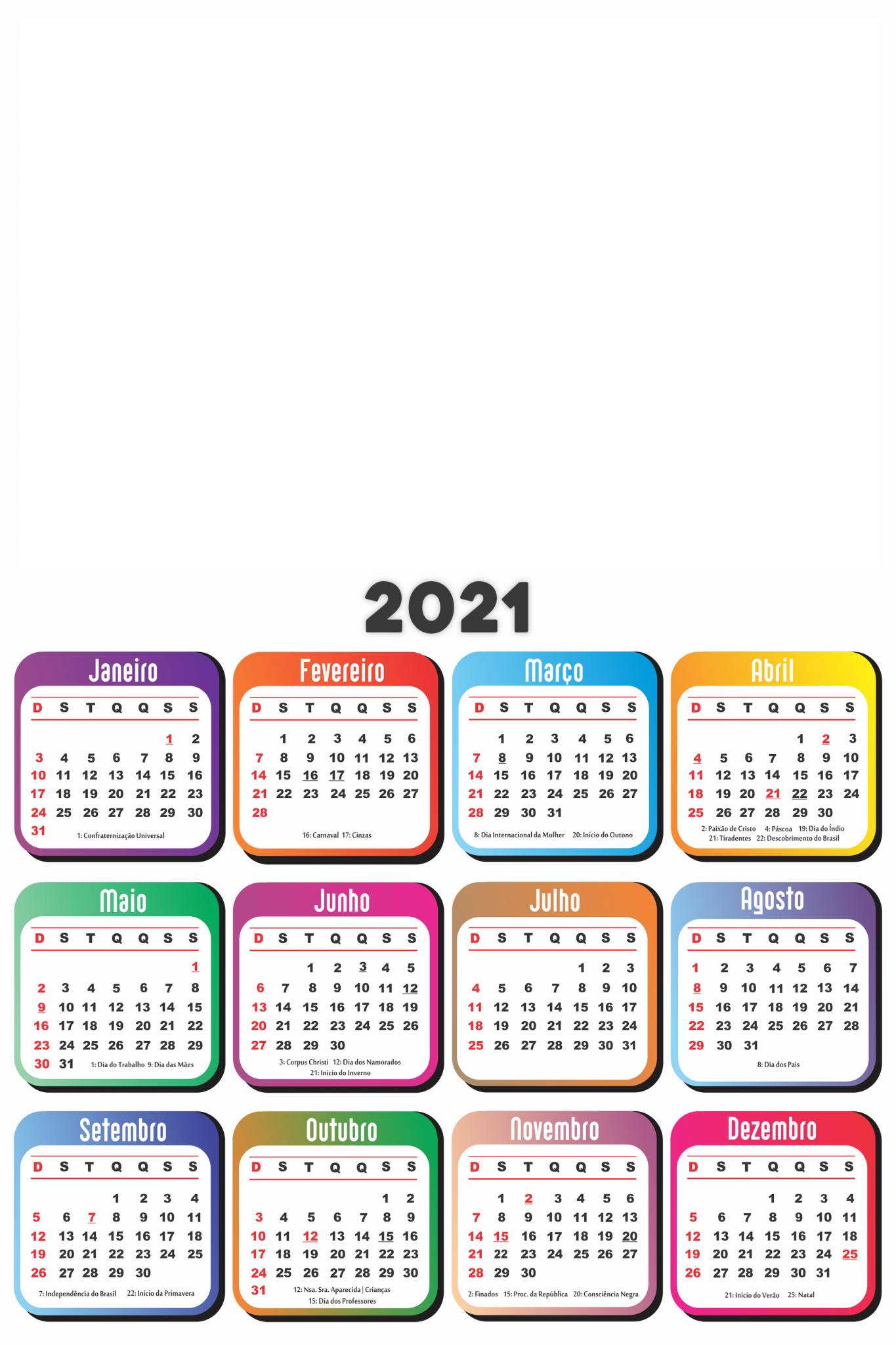 Base Calendário 2021 Vermelho - Imagem Legal