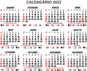 Base Calendário 2022 Preto e Branco