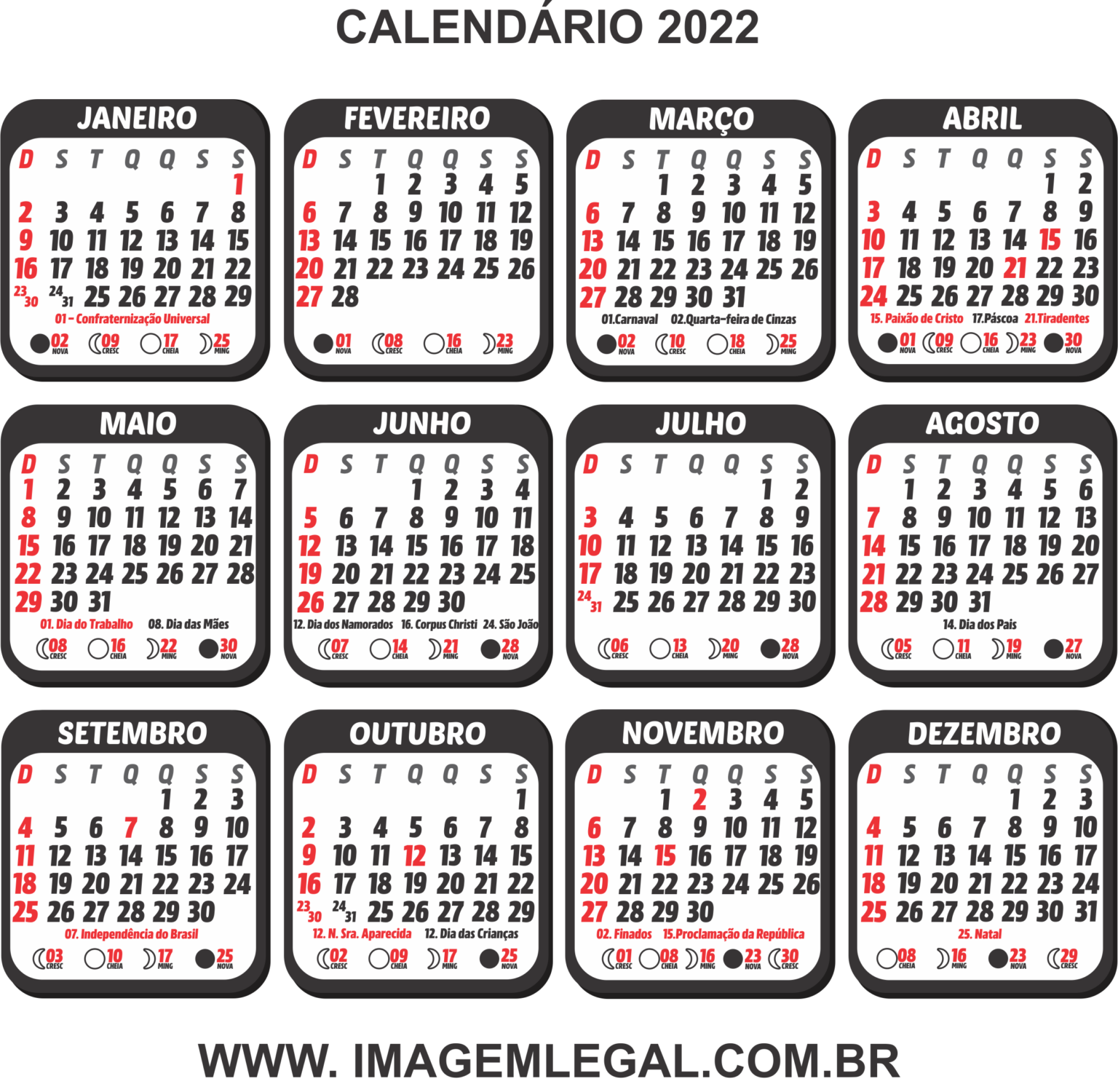 Base Calendário 2022 Para Imprimir Imagem Legal