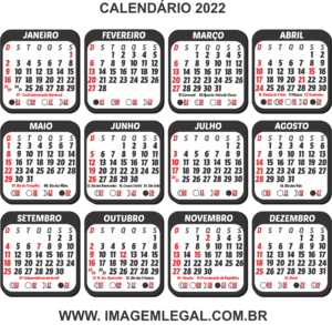 Base Calendário 2022 para Imprimir