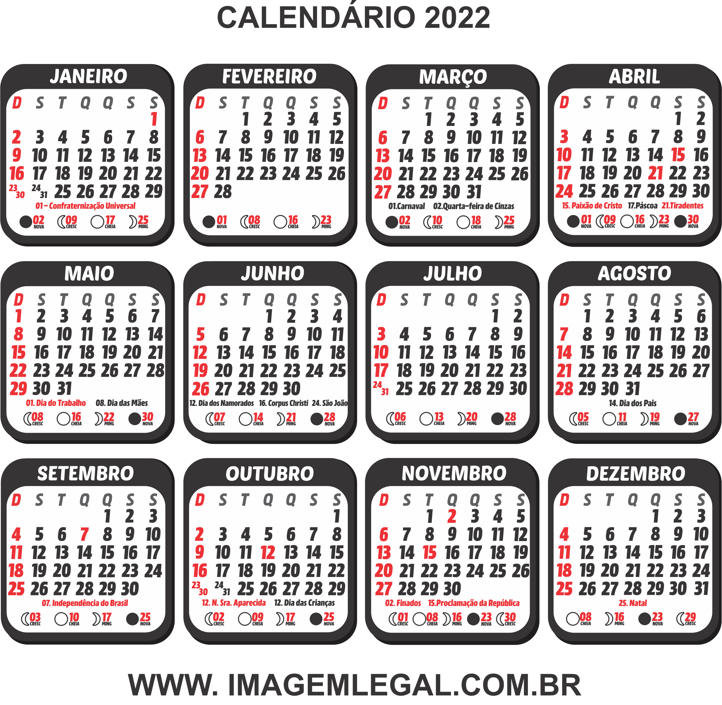 Calendario Mes 2022 Para Imprimir