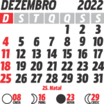 Calendário 2022 Dezembro com Feriados e Fases da Lua