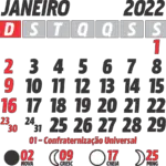 Calendário 2022 Janeiro com Feriados e Fases da Lua